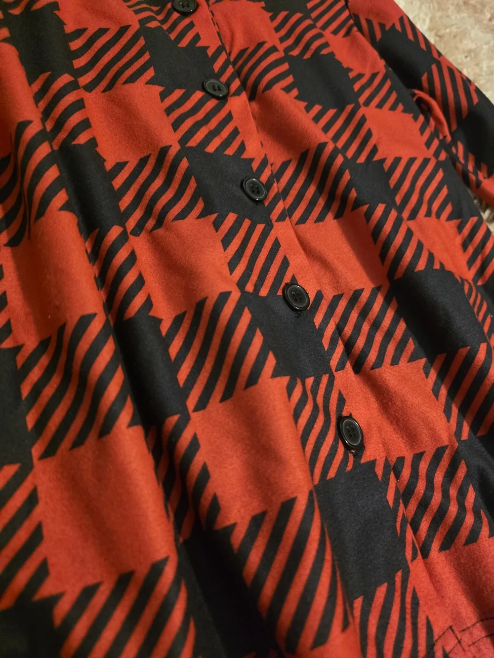 Calvin Klein Red and Black Buffalo Plaid Kids Pajama Set - Button Front